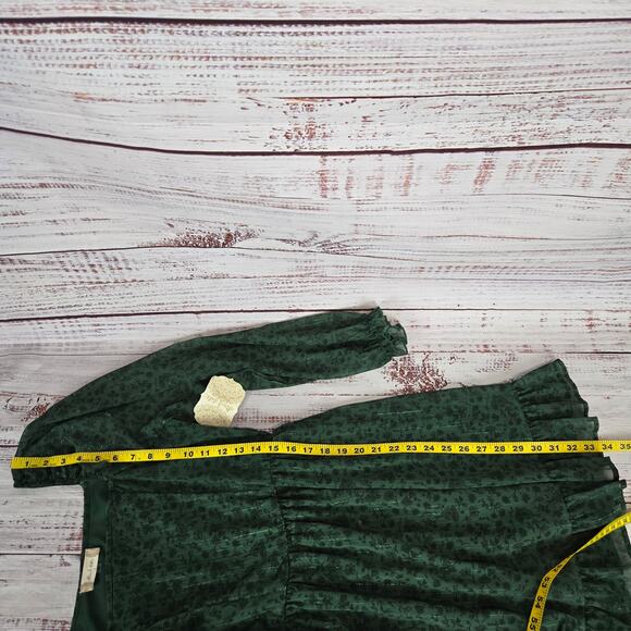Altard State Green Fit & Flare Dress S Chiffon Ruffle Whimsy Forest Fairy NWT - Picture 14 of 16